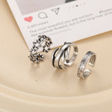 Lianfudai Vintage Silver Plated Angel Wings Ring for Womens Gothic Punk Steampunk Heart Butterfly Skull Ring Sets Party Jewelry