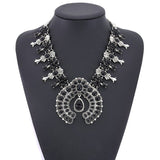 Lianfudai Christmas wishlist Indian Silvery Chain Squash Flower Necklaces Ethnic  Bohemia Tribal Big Chunky Statement Pendant for Women Moon Maxi Jewelry