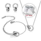 Lianfudai christmas wishlist gifts for her Crystal Roman Numeral Jewelry Sets For Women Luxury Elegant Stainless Steel Earrings/Necklace/Bracelet  Fashion Gift