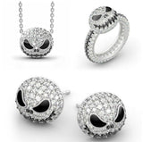 Lianfudai Christmas wishlist The Nightmare Before Christmas Ring Sally Jack Skellington Ring Jewelry Crystal Ring Necklace Pendant Skull Stud Earrings Set