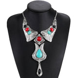 Lianfudai Christmas wishlist Indian Silvery Chain Squash Flower Necklaces Ethnic  Bohemia Tribal Big Chunky Statement Pendant for Women Moon Maxi Jewelry