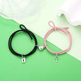 LIANFUDAI Magnet Couple Bracelets For Lovers Lock Heart Magnetic Bracelet For Women Men Braided Rope Wrist chain Minimalist Jewelry Gift