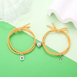 LIANFUDAI Magnet Couple Bracelets For Lovers Lock Heart Magnetic Bracelet For Women Men Braided Rope Wrist chain Minimalist Jewelry Gift