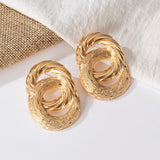 Lianfudai New Bohemian Gold Color Earrings Fashion Gold Big Hoop Twisted Earrings For Women Punk Hoop Earrings Jewelry Trend