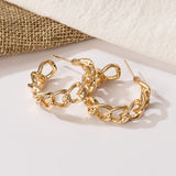 Lianfudai New Bohemian Gold Color Earrings Fashion Gold Big Hoop Twisted Earrings For Women Punk Hoop Earrings Jewelry Trend