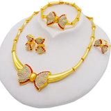 LIANFUDAI Gold Jewelry Sets Women Necklace Earrings Dubai African Indian Bridal Accessory flowers Jewelry sets Necklace