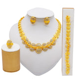 LIANFUDAI Gold Jewelry Sets Women Necklace Earrings Dubai African Indian Bridal Accessory flowers Jewelry sets Necklace