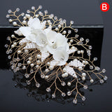 Lianfudai Christmas gifts for her Wedding Elegant Crystal Bride Hair Comb Headwear Flashing Ornaments Rhinestone Pearl Bridal Hair Clip Accessories Jewelry