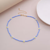 Lianfudai Christmas wishlist New Korean Sweet Colorful Little Daisy Acrylic Flowers Boho Beaded Clavicle Necklaces for Women Girls Jewelry