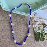 Lianfudai Christmas wishlist New Korean Sweet Colorful Little Daisy Acrylic Flowers Boho Beaded Clavicle Necklaces for Women Girls Jewelry