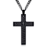 LIANFUDAI Retro Christian Jesus Single Titanium Scripture Cross Necklace Stainless Steel Black Prayer Choker Cross Pendants For Men Colar