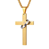 LIANFUDAI Retro Christian Jesus Single Titanium Scripture Cross Necklace Stainless Steel Black Prayer Choker Cross Pendants For Men Colar