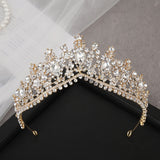 Lianfudai Christmas wishlist A158 New Golden Bride Crown Princess Headwear Birthday Rhinestone Headband Wedding Hair Jewelry Bridal Tiaras Vintage Headpieces
