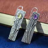 Lianfudai gifts for her women Vintage Mix Color Dangle Earring for Women Bohemian Tribal Hollow Out Metal Floral Long Earrings Pendientes Jewelry O5E777