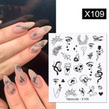 LIANFUDAI  Spring Simple Green Theme Water Decal Sticker Flower Leaf Tree Summer DIY Slider For Manicuring Nail Art Watermarks