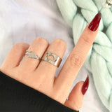 Lianfudai father's day gifts  Trendy Gold Silver Color Flame Rings For Women Men Lover Couple Rings Set Friendship Engagement Wedding Open Rings Jewelry