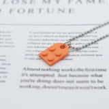 Lianfudai 2PCS Beads Chain Necklace Building Brick Love Heart Pendant Necklace for Women Couple Matching Gifts Paired Girls Necklaces