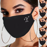 Lianfudai  gifts for women A-Z Fashion Adult Black Mask Rhinestone Bling Washable Fabric Face Mask Crystal Letter Masks Facemask Decoration VIP