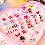Lianfudai 10/63pcs Love Kids Cute Sweet Rings Design Flower Animal Fashion Jewelry Accessories For Child Finger Creative Rings Chic Gift