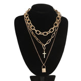 LIANFUDAI Layered Chain Necklace Moon Lock Goth Accessories Grunge Fairy Core Choker Aesthetic Y2k E Girl  Halloween Jewelry