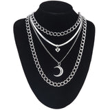 LIANFUDAI Layered Chain Necklace Moon Lock Goth Accessories Grunge Fairy Core Choker Aesthetic Y2k E Girl  Halloween Jewelry
