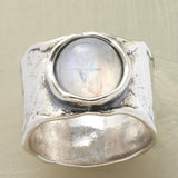 Lianfudai easter gifts for her hot sale new Vintage Moonstone Wedding Rings for Women White Gold Color Large Big Stone Promise Rings Fashion Female Engagement Jewelry Gifts
