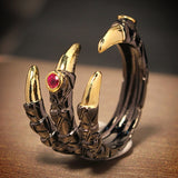 Lianfudai western jewelry for women Halloween gift 1pcs Titanium Steel Eagle Dragon Claw Halloween Skull Ring Hot Selling Men's Domineering Opening Rock Animal Jewelry