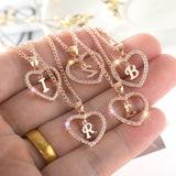 Lianfudai Womens Jewelry Name Initials Heart Pendant Necklace 26 Letters Zircon Love Necklaces Girls Gifts the First Letter Accessories