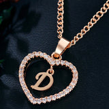 Lianfudai Womens Jewelry Name Initials Heart Pendant Necklace 26 Letters Zircon Love Necklaces Girls Gifts the First Letter Accessories