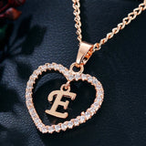 Lianfudai Womens Jewelry Name Initials Heart Pendant Necklace 26 Letters Zircon Love Necklaces Girls Gifts the First Letter Accessories