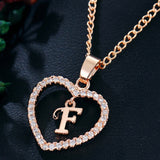 Lianfudai Womens Jewelry Name Initials Heart Pendant Necklace 26 Letters Zircon Love Necklaces Girls Gifts the First Letter Accessories