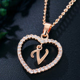 Lianfudai Womens Jewelry Name Initials Heart Pendant Necklace 26 Letters Zircon Love Necklaces Girls Gifts the First Letter Accessories