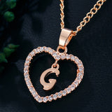 Lianfudai Womens Jewelry Name Initials Heart Pendant Necklace 26 Letters Zircon Love Necklaces Girls Gifts the First Letter Accessories