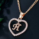 Lianfudai Womens Jewelry Name Initials Heart Pendant Necklace 26 Letters Zircon Love Necklaces Girls Gifts the First Letter Accessories