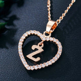 Lianfudai Womens Jewelry Name Initials Heart Pendant Necklace 26 Letters Zircon Love Necklaces Girls Gifts the First Letter Accessories