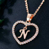 Lianfudai Womens Jewelry Name Initials Heart Pendant Necklace 26 Letters Zircon Love Necklaces Girls Gifts the First Letter Accessories