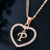 Lianfudai Womens Jewelry Name Initials Heart Pendant Necklace 26 Letters Zircon Love Necklaces Girls Gifts the First Letter Accessories