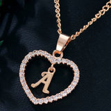 Lianfudai Womens Jewelry Name Initials Heart Pendant Necklace 26 Letters Zircon Love Necklaces Girls Gifts the First Letter Accessories