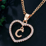 Lianfudai Womens Jewelry Name Initials Heart Pendant Necklace 26 Letters Zircon Love Necklaces Girls Gifts the First Letter Accessories