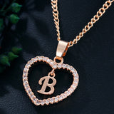 Lianfudai Womens Jewelry Name Initials Heart Pendant Necklace 26 Letters Zircon Love Necklaces Girls Gifts the First Letter Accessories