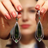 Lianfudai Christmas gifts for her hot sale new Vintage Indian Tribal Green Resin Dangle Earrings Bohemian Big Long Hollow Drop Earrings For Women Hippie Brincos Jewelry