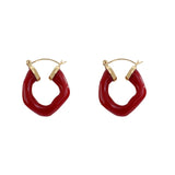 Lianfudai New Fashion Enamel Metal Hoop Earrings for Women Fashion Jewelry Korea Painting Round Geometric Earring High Quality