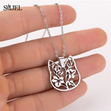 Lianfudai Fashion Necklaces for Women Statement	Flower Branch Pendants Necklaces Girls Stainless Steel Jewery Gifts kettingen