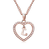 Lianfudai New Metal Heart-shaped Choker Necklaces Women Letter Heart Simplicity Sexy Hollowing Out Jewelry A-Z Necklaces Gifts