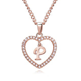 Lianfudai New Metal Heart-shaped Choker Necklaces Women Letter Heart Simplicity Sexy Hollowing Out Jewelry A-Z Necklaces Gifts