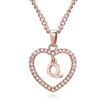 Lianfudai New Metal Heart-shaped Choker Necklaces Women Letter Heart Simplicity Sexy Hollowing Out Jewelry A-Z Necklaces Gifts