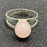 Lianfudai gifts for women Fashion Natural Stone Rings for Women Amethyst Opal Pink Crystal Labradorite Rings Adjustable Jewlery Gifts