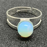 Lianfudai gifts for women Fashion Natural Stone Rings for Women Amethyst Opal Pink Crystal Labradorite Rings Adjustable Jewlery Gifts