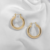 Lianfudai Gold Silver Color Stainless Steel Hoop Earrings for Women Small Simple Round Circle Huggies Ear Rings Steampunk Accessories