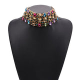 Lianfudai Luxury Crystal Rhinestone Choker Necklaces Big Bib Large Collar Maxi Statement Necklace Women Boho Ethnic Indian Wedding Jewelry